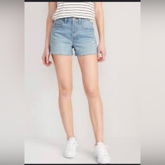 Higher‎ High-Waisted Button-Fly Sky-Hi A-Line Cut-Off Jean Shorts size 0 new - Picture 1 of 1